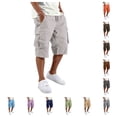 thumbnail image 1 of Mens Cargo Shorts Casual Below Knee Length Hiking Work Loose Fit Shorts Elastic Wasit Drawstring Athletic Shorts with Multi Pockets, 1 of 10