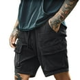thumbnail image 1 of Mens Cargo Shorts Casual Bermuda Shorts Vintage Summer Wear Cargo Baggy Pants Black L, 1 of 5