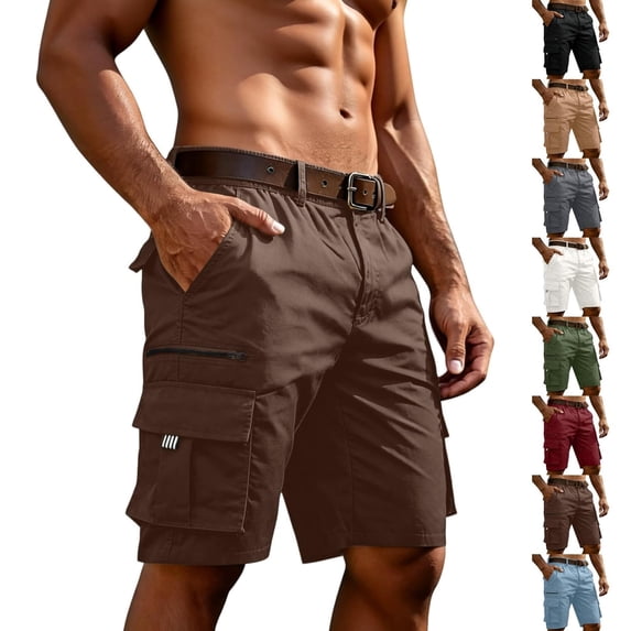 Mens Cargo Shorts Casual Elastic Waist Tactical Work Shorts