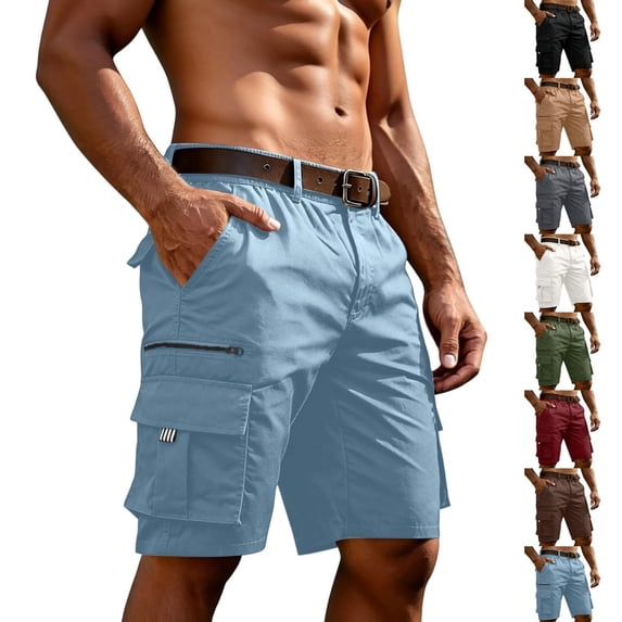 Mens Cargo Shorts Casual Elastic Waist Tactical Work Shorts