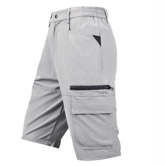 Mens Cargo Shorts Casual Knee Length Lightweight Elastic Waist Shorts Outdoor Hiking Travel Work Short Pants with Multi Pockets Gray M