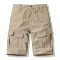 thumbnail image 1 of Mens Cargo Shorts Casual Summer Hiking Elastic Waist Short Pant Knee Length Multi-Pockets Bermuda Shorts Khaki 3XL, 1 of 8