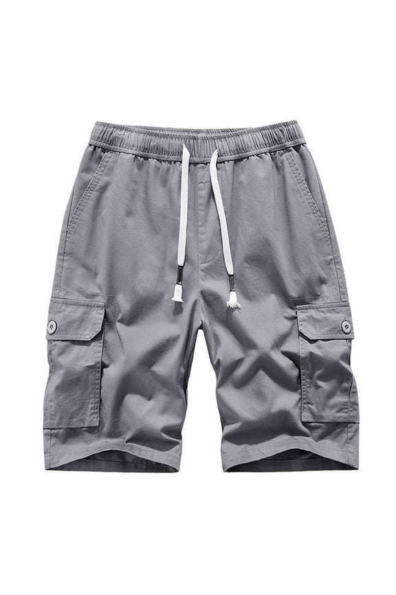 Mens Cargo Shorts Combat Casual Cotton Elastic Waist Shorts with Multi Pockets Workwear