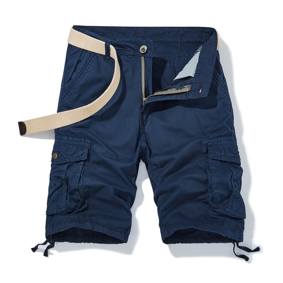 Mens Cargo Shorts Cotton Button Front Pleated Casual Shorts with Multi Pockets Comfort for Outdoor Hiking Walking Travel Shorts