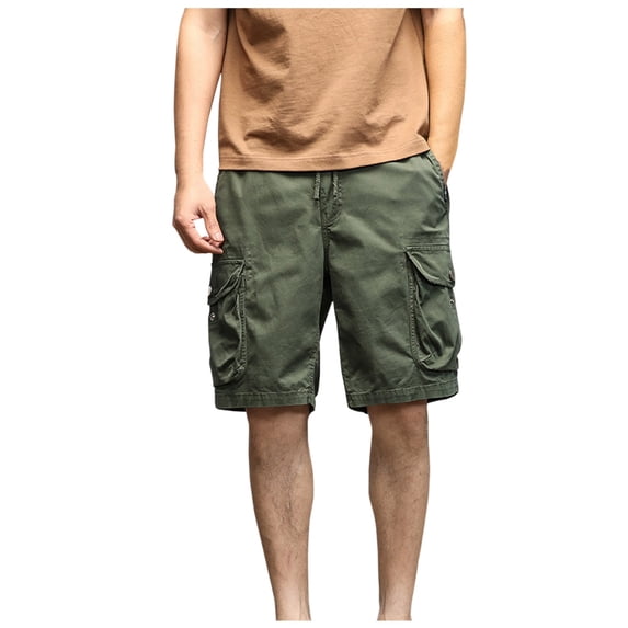 Mens Cargo Shorts Cotton Relaxed Fit Camouflage Camo Cargo Short Army Green XXL
