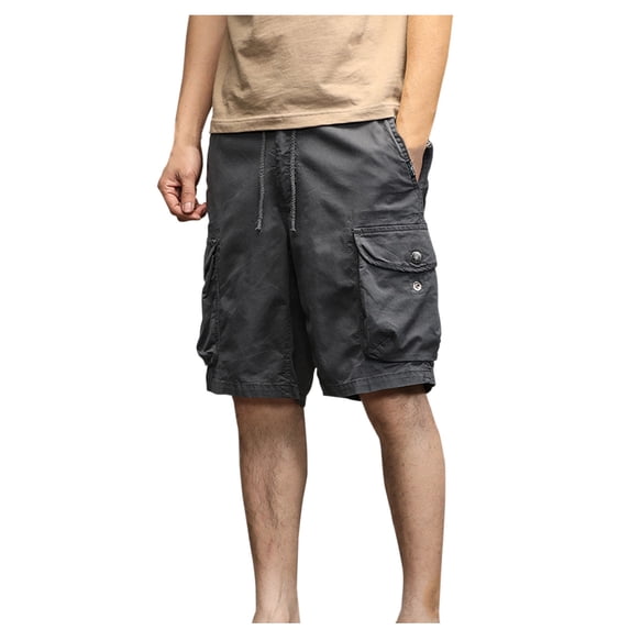 Mens Cargo Shorts Cotton Relaxed Fit Camouflage Camo Cargo Short Gray S
