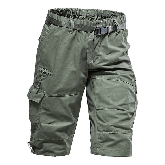 Mens Cargo Shorts Cotton Ripstop Straight Leg Below Knee Twill Casual Summer Long Shorts Army Green XXXL
