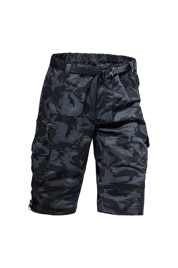 Mens Cargo Shorts Cotton Ripstop Straight Leg Below Knee Twill Casual Summer Long Shorts Camouflage L