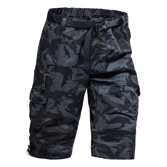 Mens Cargo Shorts Cotton Ripstop Straight Leg Below Knee Twill Casual Summer Long Shorts Camouflage M
