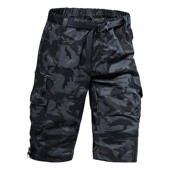 Mens Cargo Shorts Cotton Ripstop Straight Leg Below Knee Twill Casual Summer Long Shorts Camouflage M