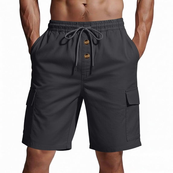 Mens Cargo Shorts Drawstring Elastic Waist Relaxed Fit Multi Pockets Stretch Casual Summer Outdoor Hiking Shorts,Sizes M-3XL