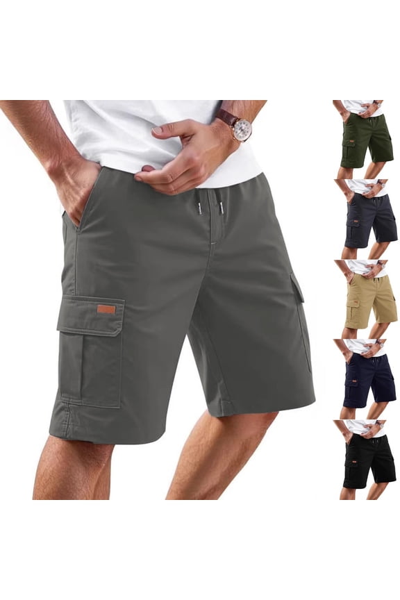 Mens Cargo Shorts Drawstring Stretch Elastic Waist Casual Work Short with Pockets 17# Dark Gray XXL