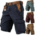 thumbnail image 1 of Mens Cargo Shorts Elastic Athletic Gym Short with Pockets Summer Loose Fit Essentials Vocation Plus Size Shorts, 1 of 3