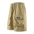 thumbnail image 1 of Mens Cargo Shorts Elastic Waist Bermuda Shorts Solid Color Sports Fitness Training Shorts with Multiple Pockets, 1 of 4