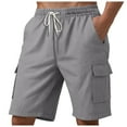 thumbnail image 1 of Mens Cargo Shorts Elastic Waist Cargo Pants Casual Summer Shorts Outdoor Work Shorts Multi Pocket Cargo Pants Drawstring Hawaiian Linen, 1 of 7