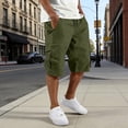 thumbnail image 1 of Mens Cargo Shorts Elastic Waist Drawstring Baggy Short Pants Summer Work Casual Solid Sweatpants Shorts with Multi Pockets Army Green 4XL, 1 of 6