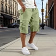 thumbnail image 1 of Mens Cargo Shorts Elastic Waist Drawstring Baggy Short Pants Summer Work Casual Solid Sweatpants Shorts with Multi Pockets Green S, 1 of 6