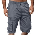 thumbnail image 1 of Mens Cargo Shorts Elastic Waist Drawstring Shorts Pants Relaxed-Fit Summer Outdoor Activities Casual Big and Tall Camo Cargo Short Multi Pockets Twill Quick Dry Pants,Gray L, 1 of 4