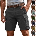 thumbnail image 1 of Mens Cargo Shorts Elastic Waist Stretch Work Shorts Relaxed Fit Hiking Chino Short Multi Pockets, 3XL, 1 of 10
