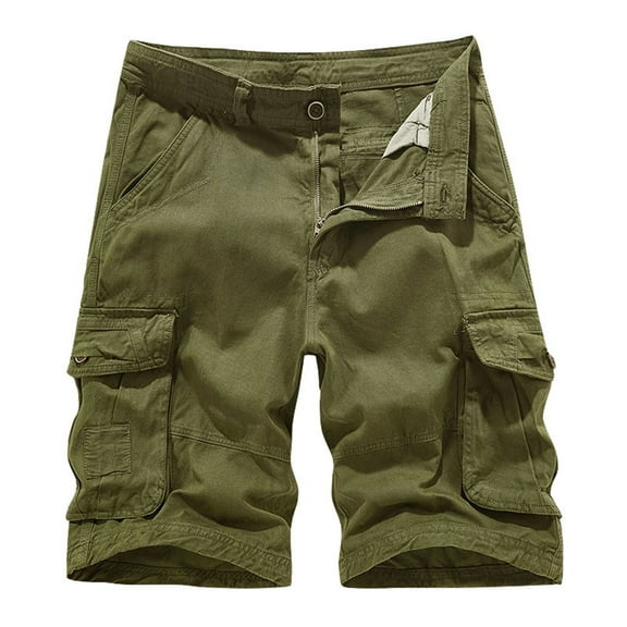 Mens Cargo Shorts Elastic Waist Work Shorts Lightweight Water Resistant Summer Outdoor Casual Shorts with 6 Pockets Army Green,33