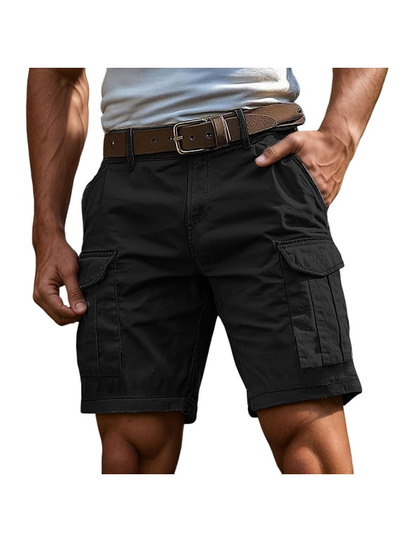 Mens Cargo Shorts Lightweight Elastic Waist Shorts Summer Ripstop Workout Hiking Outdoor Pull On Pants, 3XL