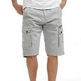 thumbnail image 1 of Mens Cargo Shorts Lightweight Multi Pocket Casual Waistless Workwear Shorts Gray, 1 of 4