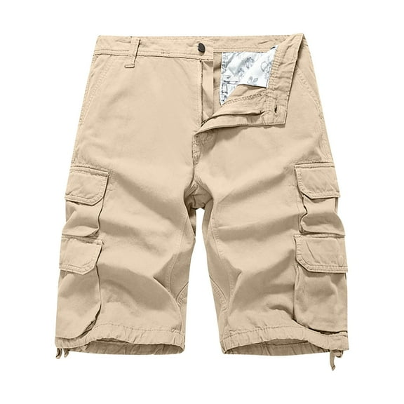 Mens Cargo Shorts Lightweight Multi Pockets Casual Workwear Shorts Khaki