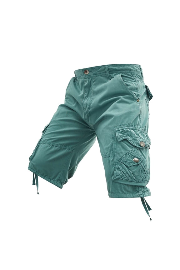 Mens Cargo Shorts Long Capri Below Knee Twill Ripped Workout Shorts 3/4 Cotton Travel Long Shorts with Pockets