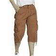thumbnail image 1 of Mens Cargo Shorts Long Capri Below The Knee Shorts 3/4 Relaxed Fit Long Shorts with Pockets Yellow S, 1 of 1