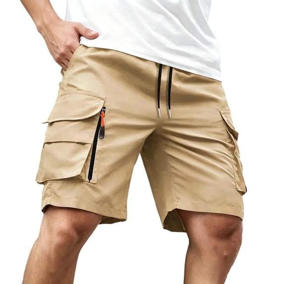 Mens Cargo Shorts Multi-Pocket 7" Inseam Lightweight Quick Dry Elastic Waist Drawstring Short Pants Outdoor Hiking Summer Wear