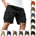 thumbnail image 1 of Mens Cargo Shorts Multi-Pocket 7" Inseam Lightweight Quick Dry Elastic Waist Drawstring Short Pants Outdoor Hiking Summer Wear, 1 of 7