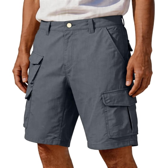 Mens Cargo Shorts Multi-Pocket Tactical Work Shorts 9" Inseam Regular Fit Short Pants Above Knee Length Belt Loops for Hiking Camping