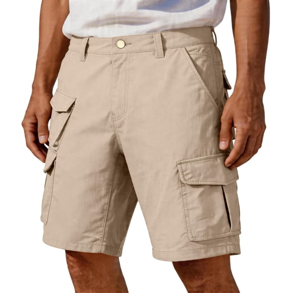 Mens Cargo Shorts Multi-Pocket Tactical Work Shorts 9" Inseam Regular Fit Short Pants Above Knee Length Belt Loops for Hiking Camping