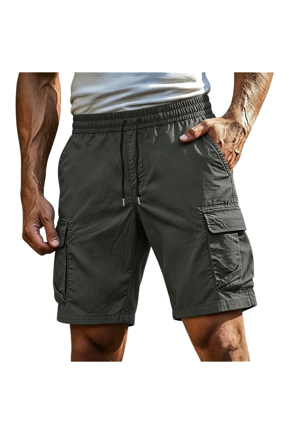 Mens Cargo Shorts,Multi-Pockets Elastic Drawstring Waist Outdoor Hiking Short Pants Fathers Day Gift,S-3XL
