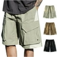 thumbnail image 1 of Mens Cargo Shorts Multi Pockets Plus Size Elastic Waist Solid Color Casual Shorts Workout Running Gym Stretch Summer Beach Pants Gifts for Men Black XL, 1 of 10