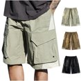 thumbnail image 1 of Mens Cargo Shorts Multi Pockets Plus Size Elastic Waist Solid Color Casual Shorts Workout Running Gym Stretch Summer Beach Pants Gifts for Men Brown XL, 1 of 6