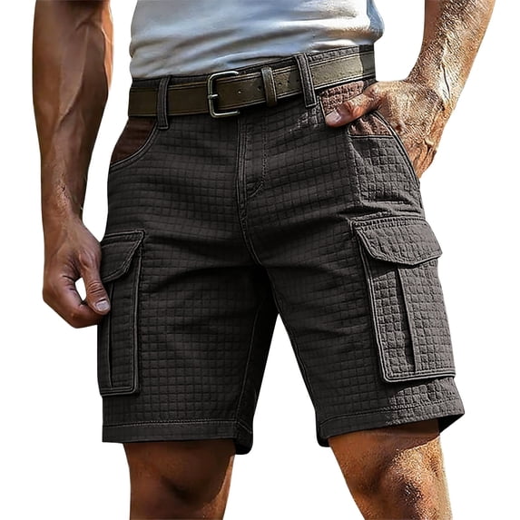 Mens Cargo Shorts Multi Pockets Twill Elastic Waist Short Drawstring Ripstop Straight Leg Camo Cargo Pants Military Outdoor Breathable Hiking Fishing Pants,Coffee 4XL