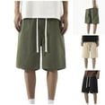 thumbnail image 1 of Mens Cargo Shorts with Pockets Plus Size Elastic Waist Solid Color Summer Casual Pants Outdoor Sports Leisure Work Hiking Workwear Gifts for Men Khaki S, 1 of 10