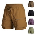 thumbnail image 1 of Mens Cargo Shorts with Pockets Solid Color Elastic Waist Big and Tall Summer Casual Pants Outdoor Sports Leisure Hiking Workwear Gifts for Men Purple 4XL, 1 of 4