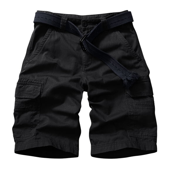 Mens Cargo Shorts, Relaxed Fit Cotton Casual Work Shorts with 8 Pockets, 11-inch Inseam,Black Size 36