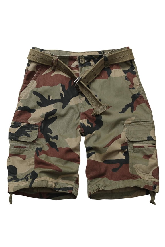 Mens Cargo Shorts, Relaxed Fit Cotton Casual Work Shorts with 8 Pockets, 11-inch Inseam,C29 Camo Size 36