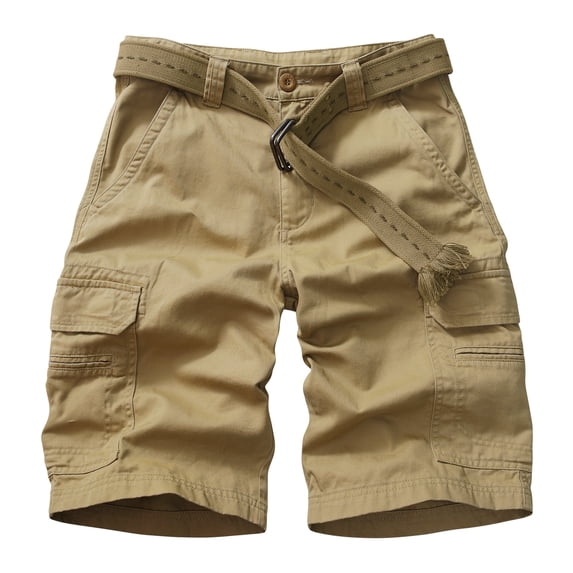 Mens Cargo Shorts, Relaxed Fit Cotton Casual Work Shorts with 8 Pockets, 11-inch Inseam,Khaki Size 38