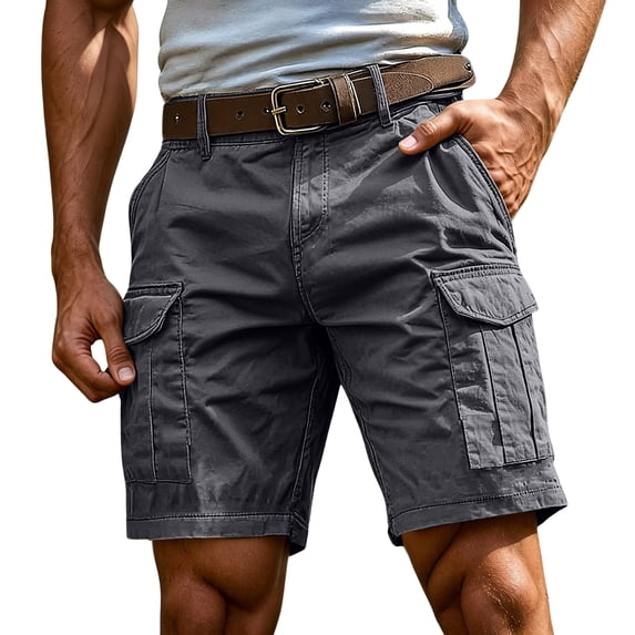 Mens Cargo Shorts Relaxed Fit Lightweight Elastic Waist Stretch Summer Casual Camping Hiking Fishing Men's Cargo Shorts Multi Pockets Dark Gray S