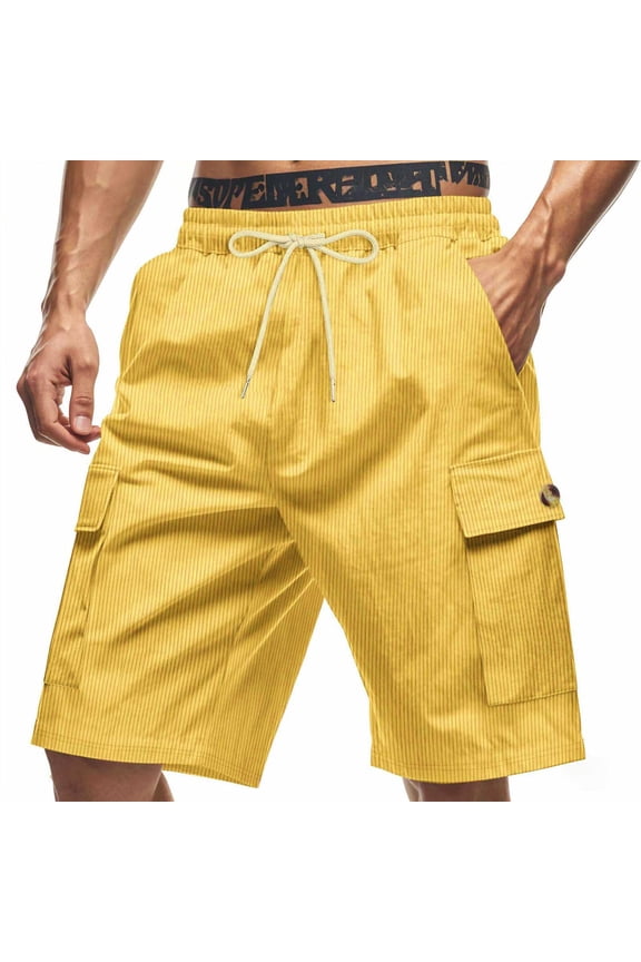 Mens Cargo Shorts Running Breathable Summer Beach Short Elastic Waist Drawstring Casual Shorts with Pockets