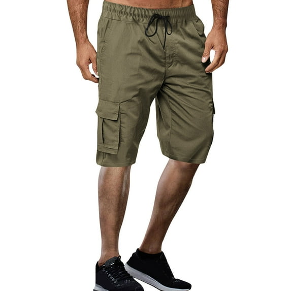 Mens Cargo Shorts Size 38 Quick Dry Below Knee 13 Inches Cotton 3/4 Camo Cargo Short Relaxed Fit with Pockets,Green,XXL