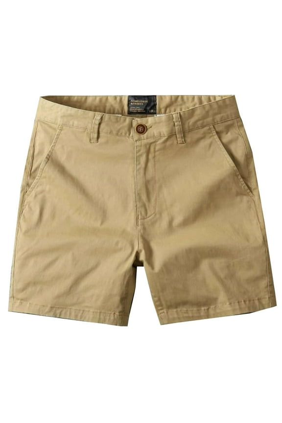 Mens Cargo Shorts Size 44 Below Knee 13 Inches Cotton Pu Leather Cargo Loose fit with Multi-Pocket,Khaki,30