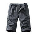 thumbnail image 1 of Mens Cargo Shorts Summer Casual Classic Fit Outdoor Work Shorts Elastic Waist Button Zipper Multi Pockets Shorts for Men, 1 of 5