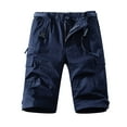 thumbnail image 1 of Mens Cargo Shorts Summer Casual Classic Fit Outdoor Work Shorts Elastic Waist Button Zipper Multi Pockets Shorts for Men, 1 of 5
