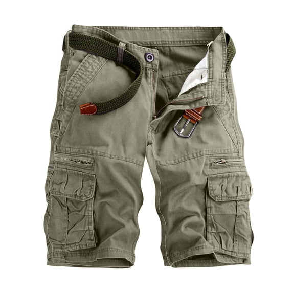 Mens Cargo Shorts Summer Outdoor Combat Shorts for Men with Zip Pockets Breathable Workwear Casual Knee Length Pants Plain Lightweight Comfort Stretch Chino Short Pants for Leisure Outdoor S-6XL