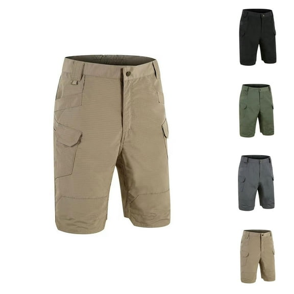 Mens Cargo Shorts Tactical IX7 Style, 7 Inch Inseam Drawstring Work Shorts for Men, Multi Pocket Hiking Shorts, Men’s Shorts Outdoor Combat Look with Durable Fabric S-3XL, Black